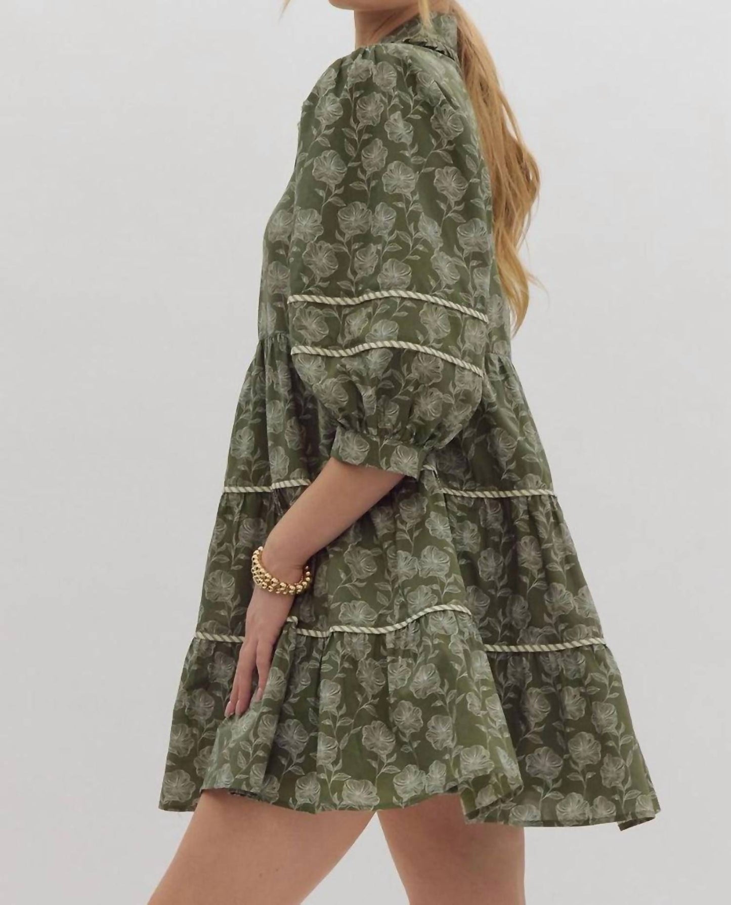 Entro - Green Dress with White Flowers