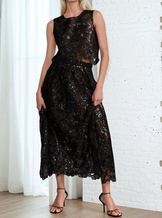 Eva Franco - Embroidered Lace Shine Maxi Skirt