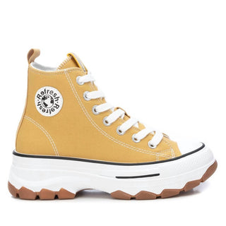 Xti - Botas femininas de cano curto com detalhes em lona