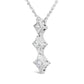 10K White Gold 1/5 Cttw Princess Cut Diamond 3 Stone Drop 18" Pendant Necklace (H-I Color, SI2-I1 Clarity)
