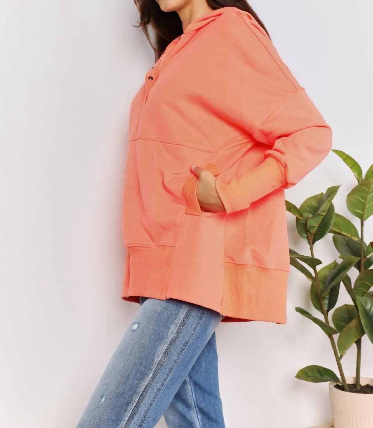 Double Take - Quarter-snap Dropped Shoulder Hoodie