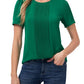 CeCe Pleat Front Top in Lush Green, Size Large