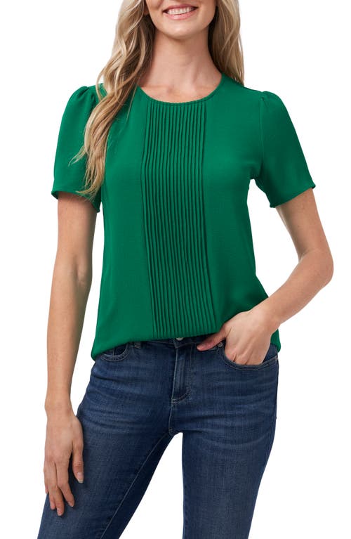 CeCe Pleat Front Top in Lush Green, Size Large