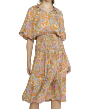 Entro - Floral Print V-neck Midi Dress