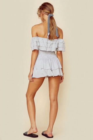 Blue Life - Top curto Lola ombro a ombro