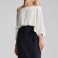 A.L.C. - Sienna Satin Pleated Off Shoulder Top