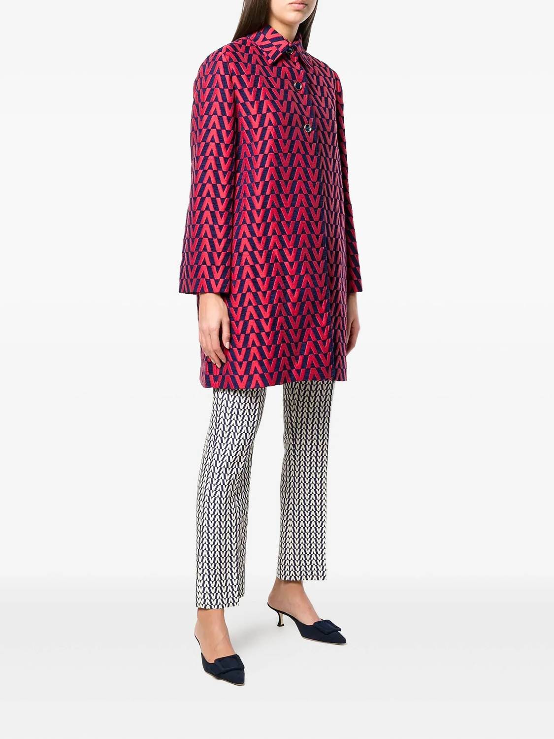 Valentino - Single Breasted Brocade Coat