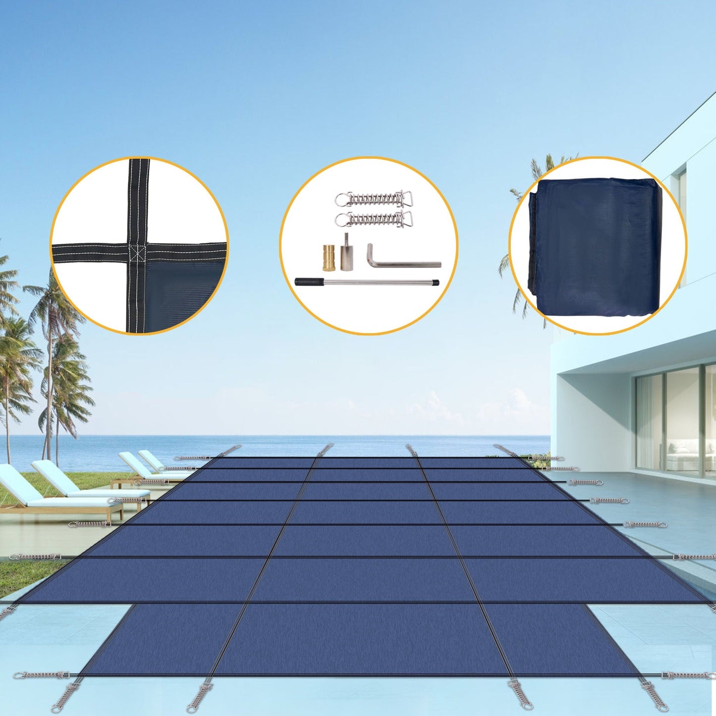 16 x 32 Ft High Strength Pool Safety Cover for Inground Pools