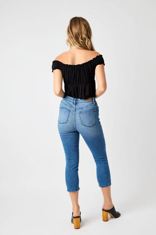 Judy Blue - Calça jeans de cintura alta com ajuste por cadarço