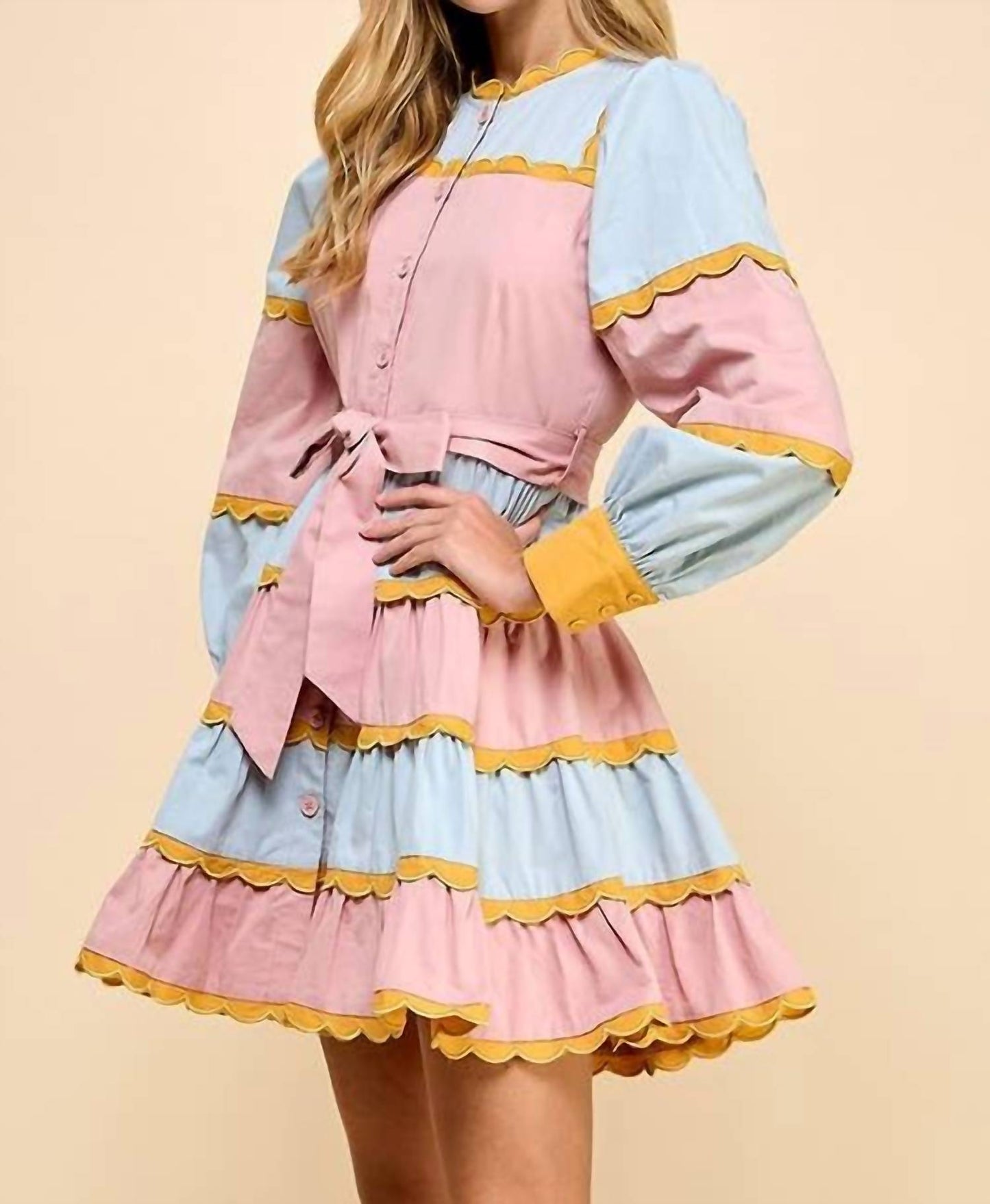 Tcec - Striped Scallop Dress
