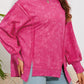Shiying Fashion - Acid Wash Relaxed Fit Seamed Pullover Sweatshirt with Slits