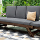 TOPMAX Outdoor Adjustable Patio Wooden Daybed Sofa Chaise Lounge with Cushions