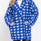 Active Usa - Double Breasted Check Print Boucle Fleece Coat
