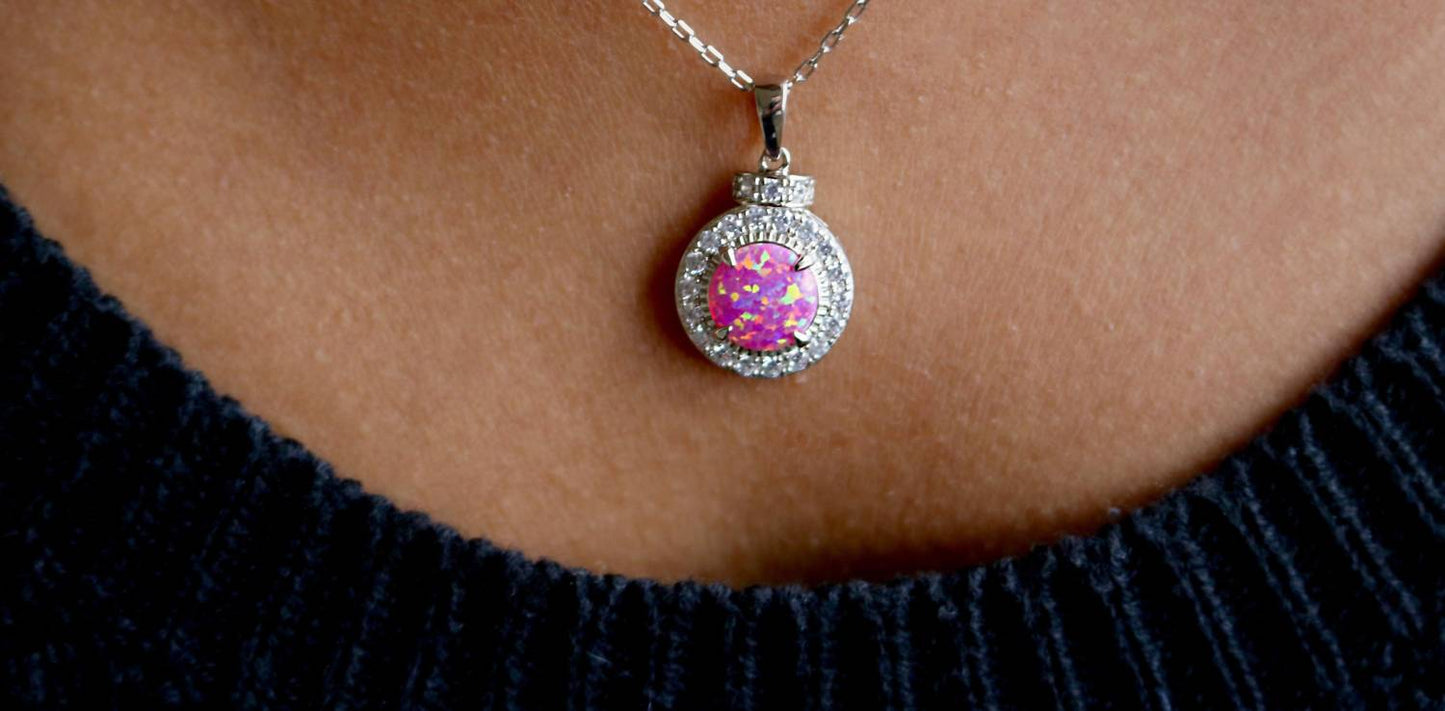 Allyanna Gifts - Women's Sterling Silver Circle Opal Necklace
