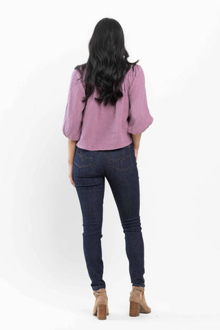 Judy Blue - Calça jeans skinny com bolsos de cintura alta e bordado