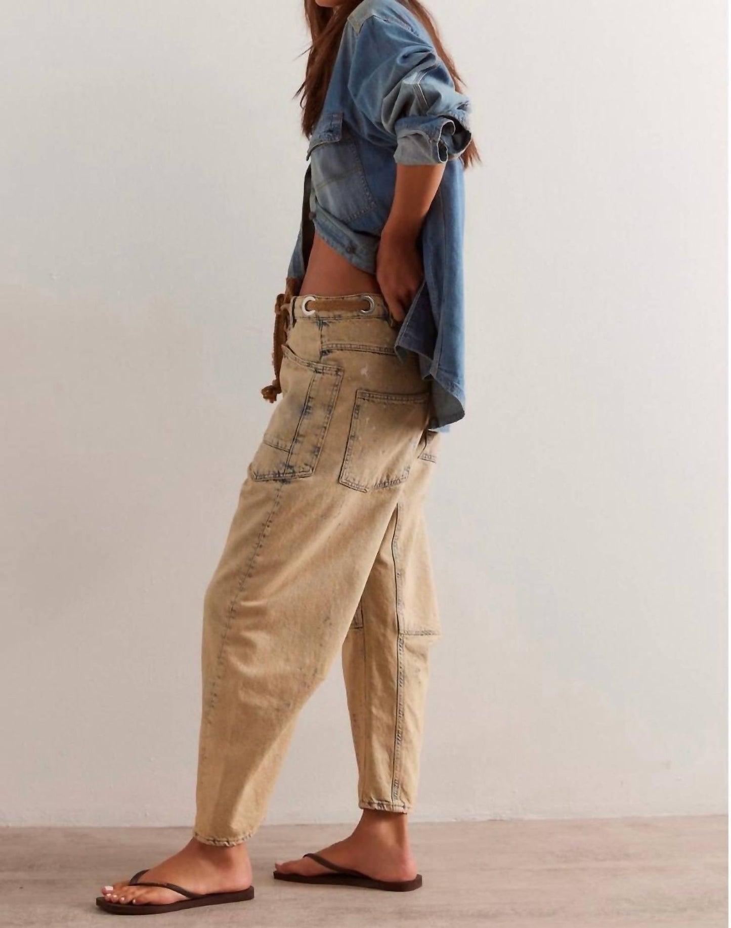 Free People - Moxie Low Slung Pull-on Barrel Jeans