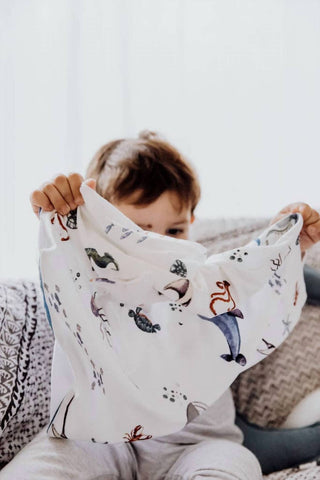 Malabar Baby - Cobertor de segurança de musselina de algodão com brinquedo de pelúcia