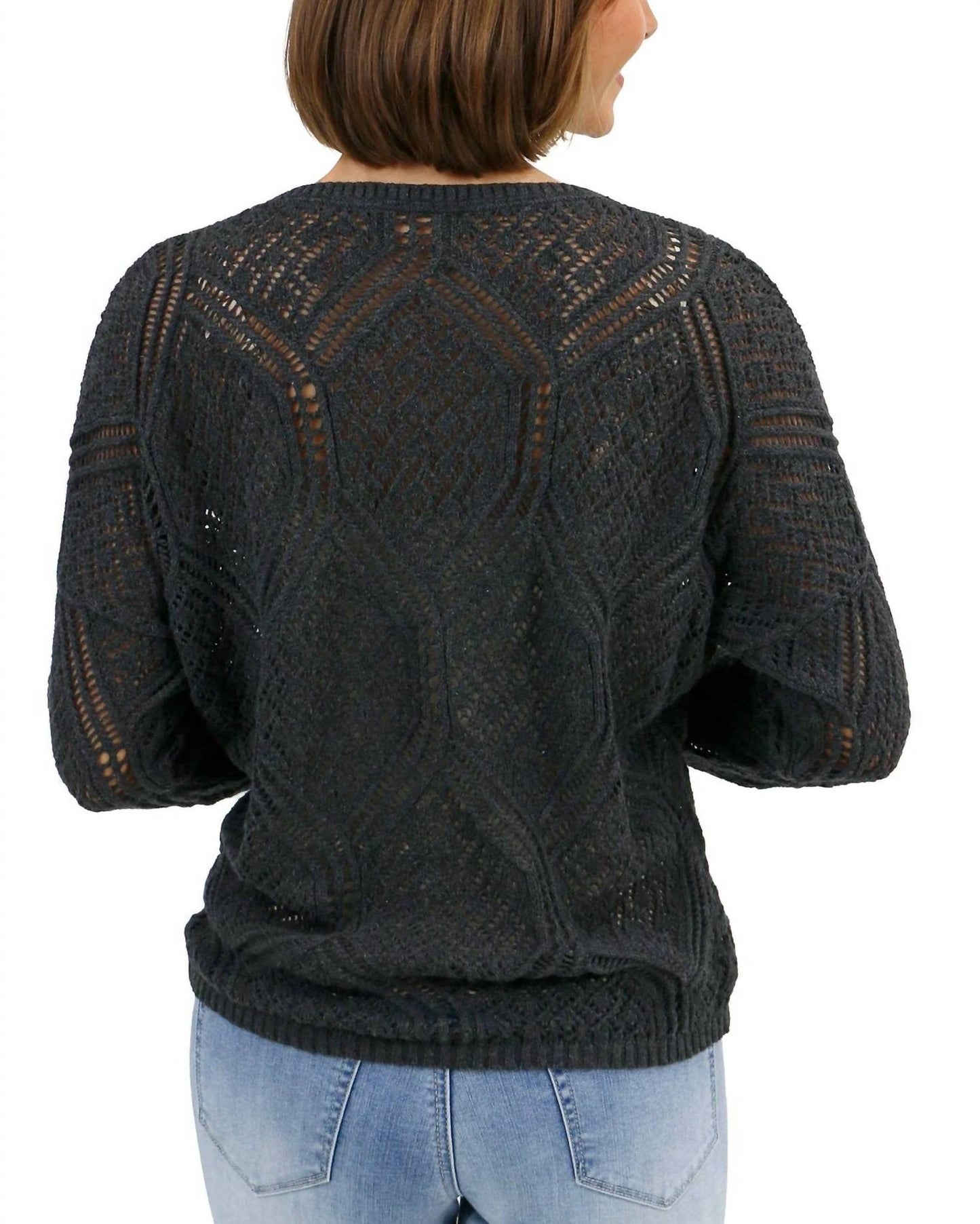 Grace And Lace - V-neck Pointelle Sweater