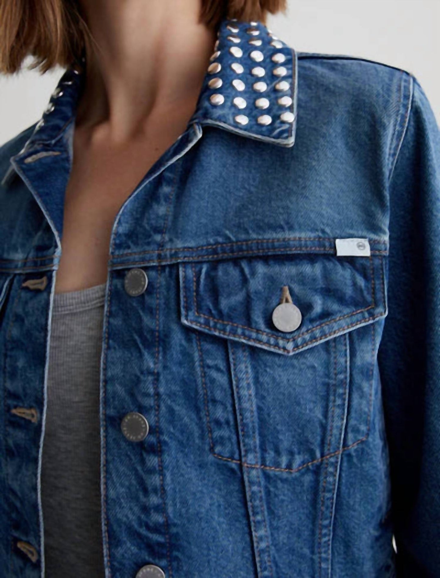 Ag Jeans - Studded Isa Cropped Trucker Jacket
