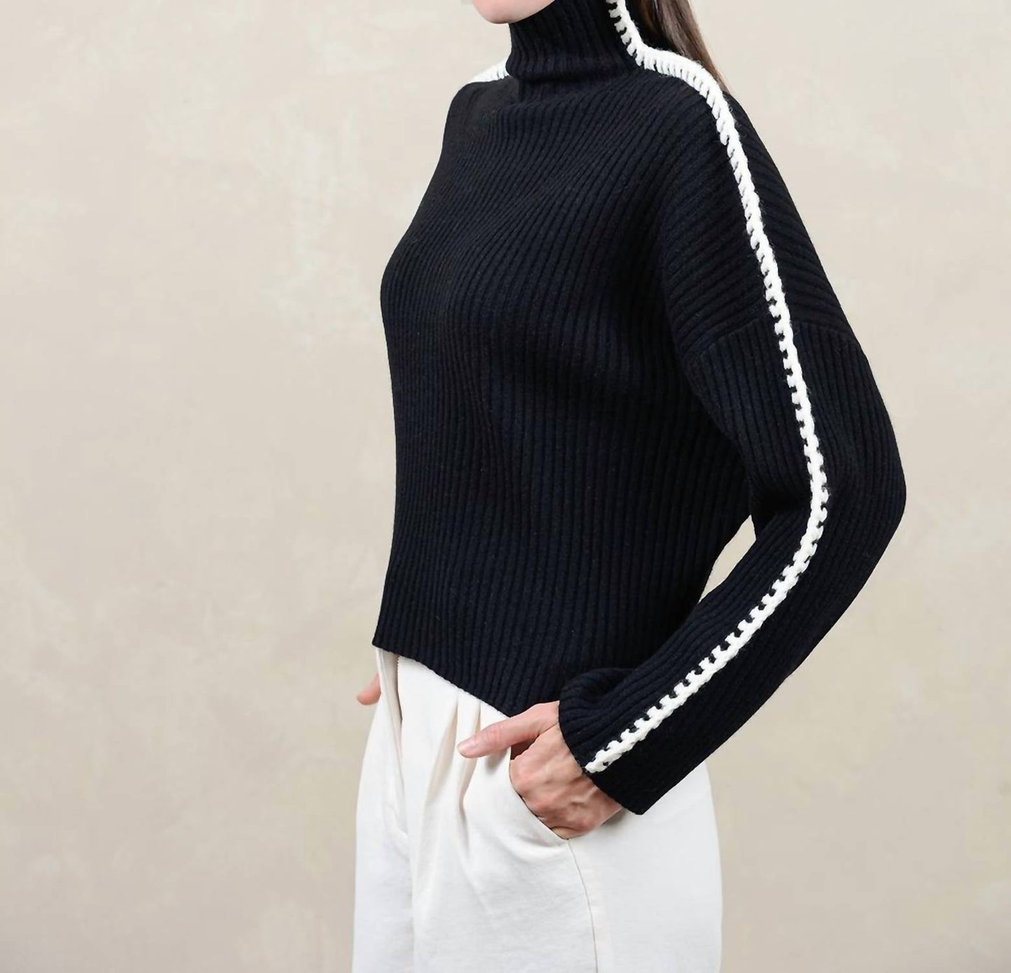 27 Miles Malibu - Marullo Stitch Cashmere Mock Neck Sweater