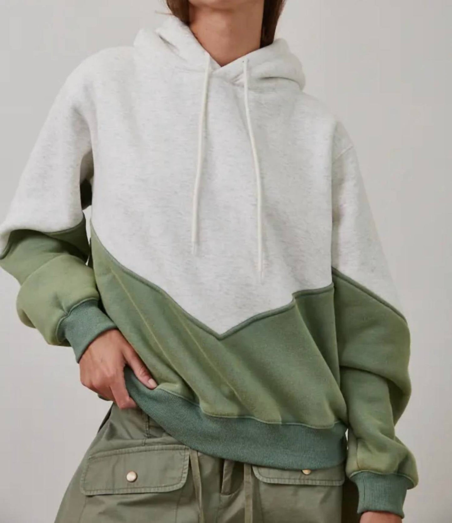 Creamon - Two Tone Color Block Soft Fleece Hoodie