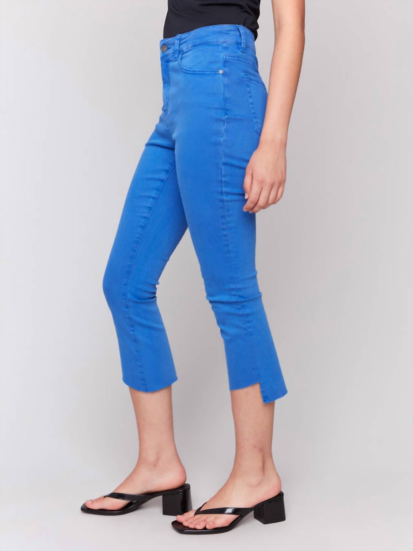 Charlie B - Asymmetrical Hem Cropped Twill Pants