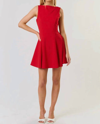 Blue Blush - Rachel Low Back Skater Mini Dress