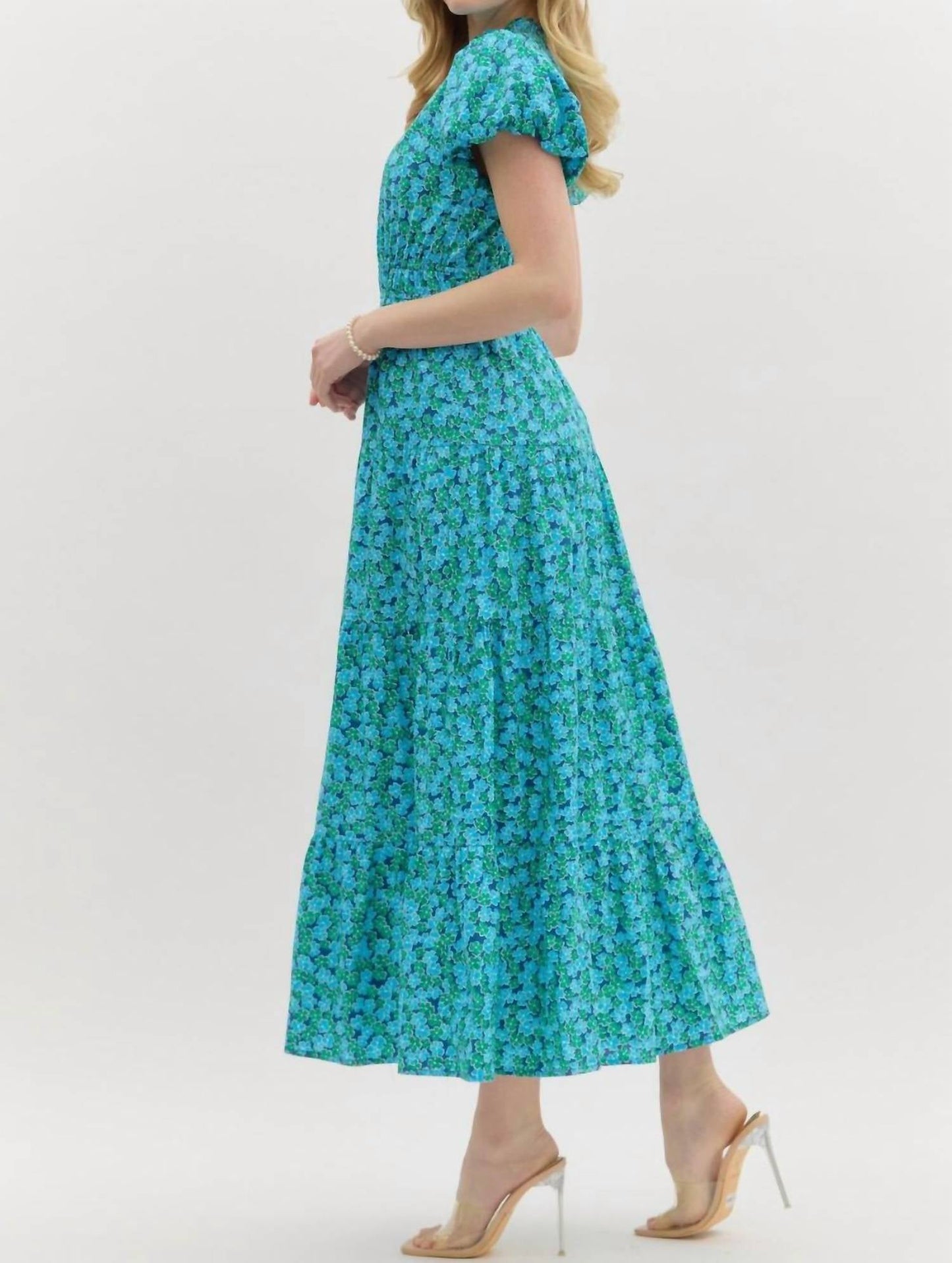 Entro - Floral puff sleeves Maxi Dress