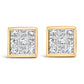 14K Yellow Gold 1.0 Cttw Princess Cut Diamond Composite Stud Earrings with Screw Backs (J-K Color, SI1-SI2 Clarity)