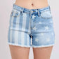 Judy Blue - Mid Rise Stars & Stripes Bleach Denim Short