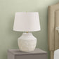 Modern Cream Concrete Table Lamp with Ivory Shade
