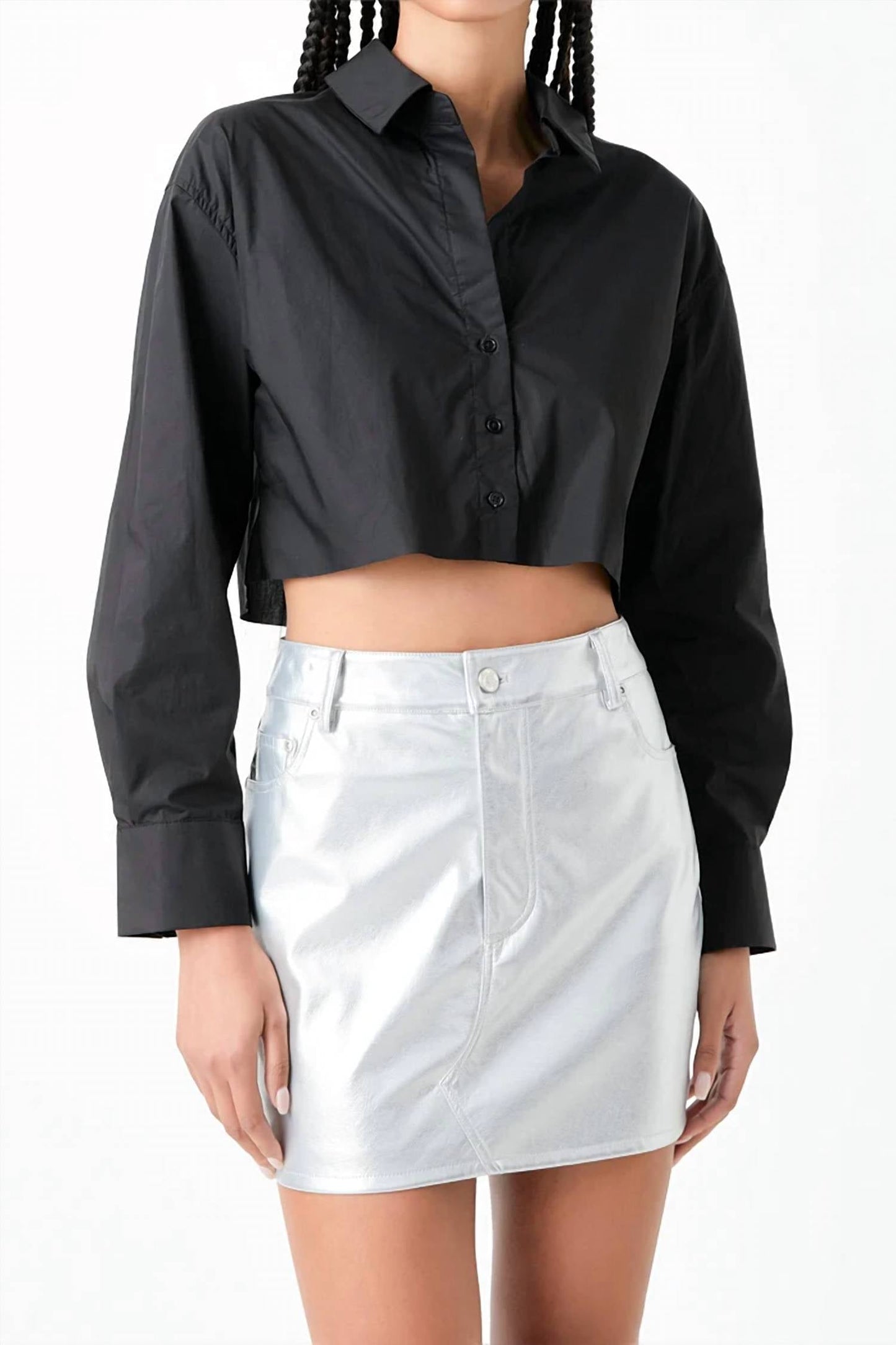 Grey Lab - Raw Edge Cropped Shirt