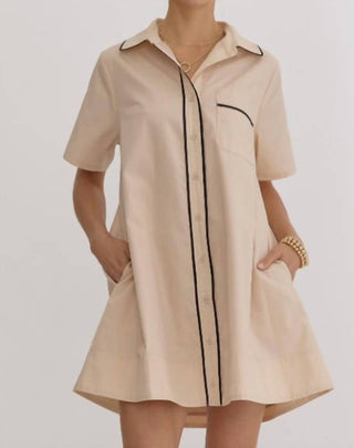 Entro - Neutral Collar Shirt Dress