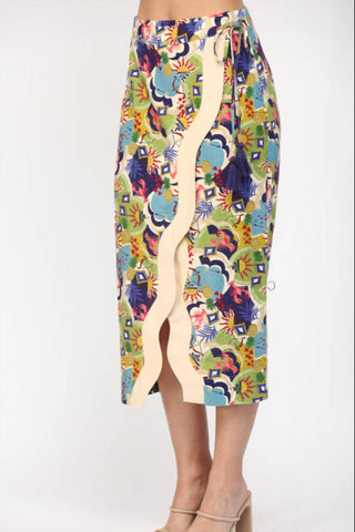 Fate By Lfd - Wave Color Contrast Wrap Midi Skirt
