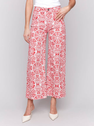 Charlie B - Printed Flare Pants With Patch Pockets