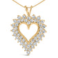 14K Yellow Gold Plated .925 Sterling Silver Brilliant-Cut Diamond Open Heart 18" Pendant Necklace (K-L Color, I1-I2 Clarity)