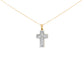 14K Yellow Gold 2.0 Cttw Multi-Row Diamond Cross Pendant Necklace
