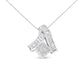 14K White Gold 1 7/8 cttw Princess and Baguette Cut Mixed Geometry Diamond Pendant Necklace (G-H, SI1-SI2)