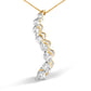 AGS Certified 14k Yellow Gold 3.0 Cttw Baguette and Brilliant Round-Cut Diamond Journey 18" Pendant Necklace (G-H Color, I1-I2 Clarity)