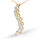 AGS Certified 14K Yellow Gold 3.0 Cttw Baguette and Brilliant Round-Cut Diamond Journey 18" Pendant Necklace (G-H Color, SI2-I1 Clarity)