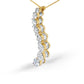 AGS Certified 14k Yellow Gold 3.0 Cttw Baguette and Brilliant Round-Cut Diamond Journey 18" Pendant Necklace (G-H Color, I1-I2 Clarity)
