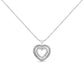 .925 Sterling Silver 1.0 Ctw Diamond Shadow Open Heart Halo 18" Pendant Necklace (I-J Color, I1-I2 Clarity)