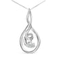Espira 10K White Gold 1/8 cttw Round Cut Diamond Layered Spiral Pendant Necklace (I-J, I1-I2)