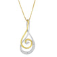 Espira 10K Two-Tone Gold Round Cut Diamond Sparkling Spiral Pendant Necklace (1/6 cttw, J-K Color, I2-I3 Clarity)