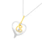 Espira 10K Two-Tone Yellow & White Gold .03 Cttw Diamond-Accented Round-Cut Diamond Swirl Open Heart 18" Pendant Necklace (I-J Color, I2-I3 Clarity)