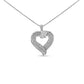 14K Yellow Gold Plated .925 Sterling Silver 1.00 Cttw Baguette Diamond Composite Open Heart 18" Inch Pendant Necklace (I-J Color, I1-I2 Clarity)
