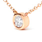 10K Rose Gold 1/5 Carat Round Brilliant-Cut Diamond Modern Bezel-Set Solitaire 16"-18" Pendant Necklace (H-I Color, SI2-I1 Clarity)