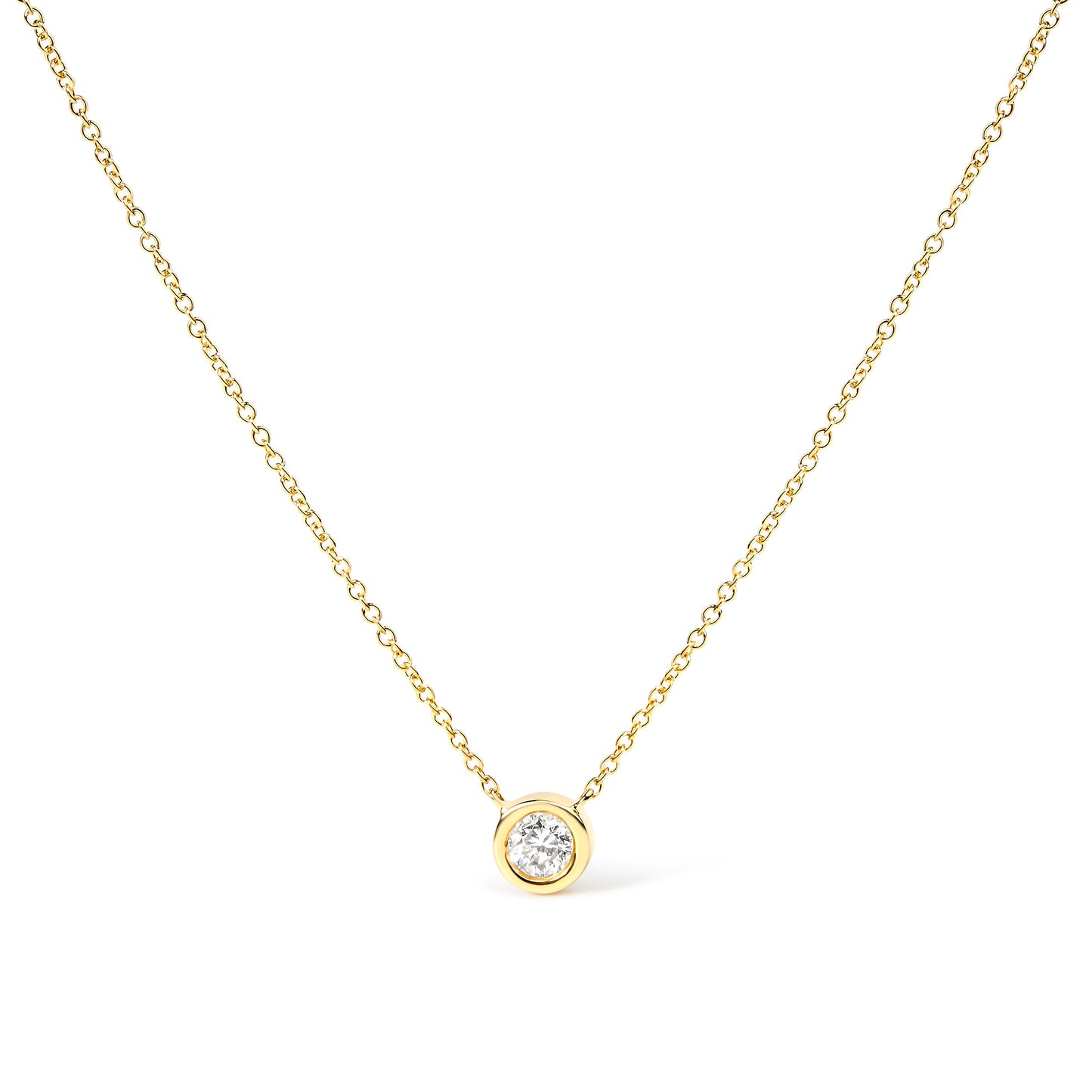 14K White Gold 1/2 Cttw Lab Grown Diamond Modern Bezel-Set Solitaire 16"-18" Pendant Necklace (F-G Color, VS2-SI1 Clarity)