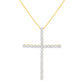 .925 Sterling Silver 3.0 Cttw Round Shape Diamond 1-1/2" Cross Pendant with Box Chain Necklace (I-J Color, I2-I3 Clarity) - 18"