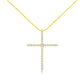 10K Yellow Gold Plated .925 Sterling Silver 3.0 Cttw Prong-Set Round Brilliant Cut Diamond Cross 18" Pendant Necklace (J-K Color, I1-I2 Clarity)